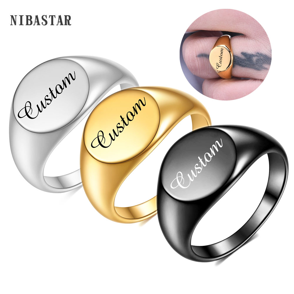 Initial Ring Custom - Personalised Initial Engrave Custom Stainless Steel