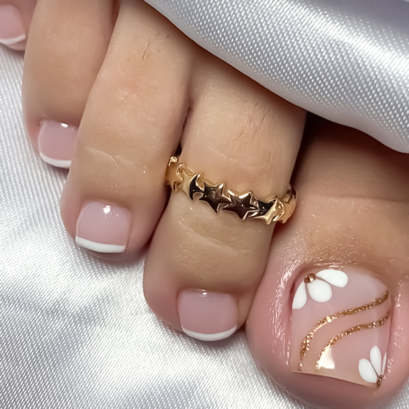 Nude Pink Color Fake Toenails  – Pressed Flower Art Bewertung und Preis