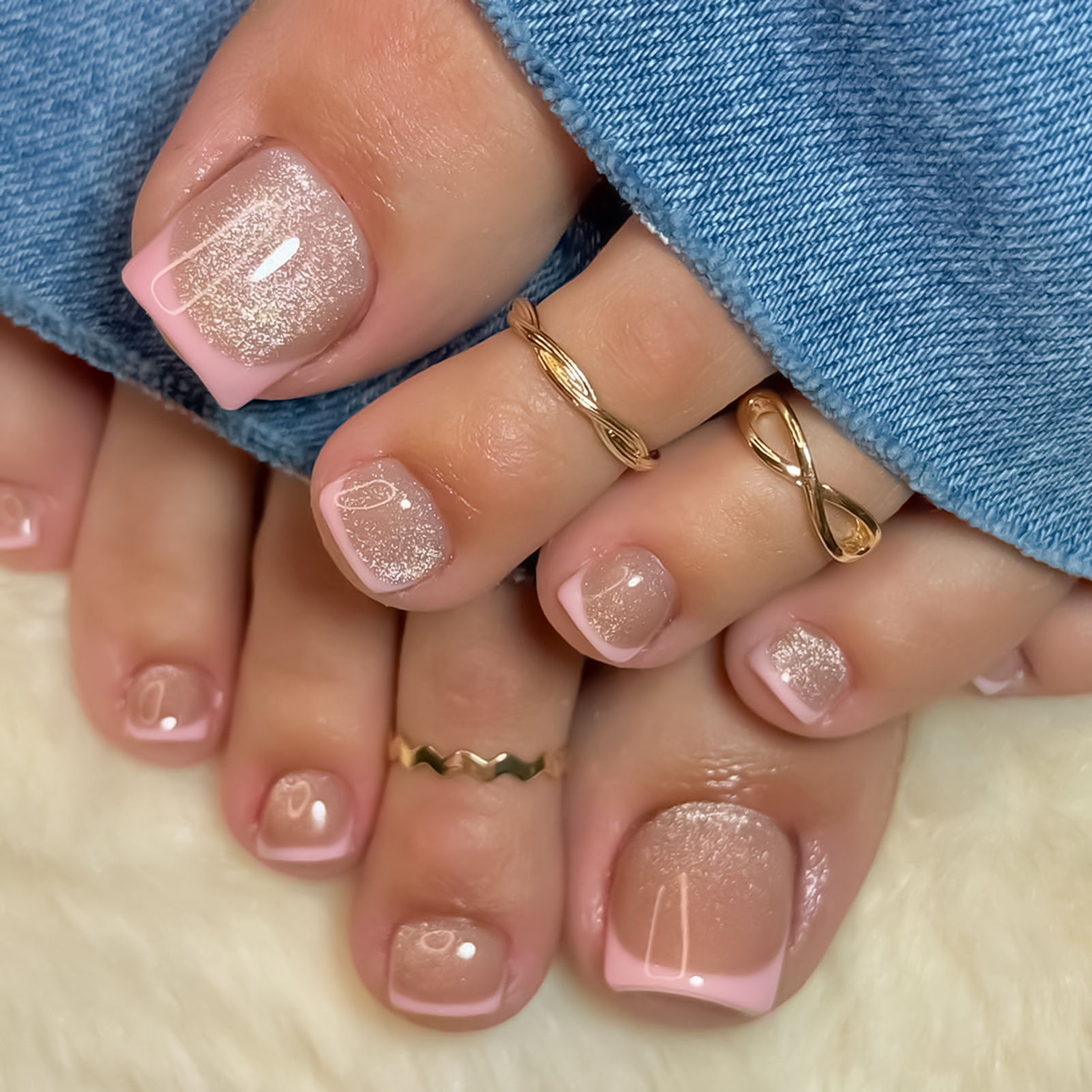 Nude Pink Color Fake Toenails  – Pressed Flower Art Bewertung und Preis