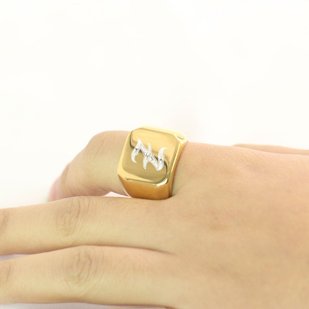 Gold Tone Mens Big Letter Ring – Initial Ring Custom Bewertung und Preis
