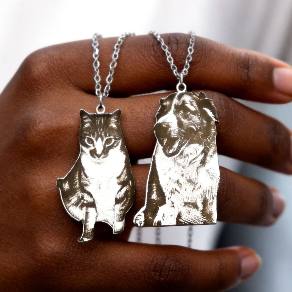 Custom Engrave Pet Photo Neckl – Pet Portrait Custom Bewertung und Preis