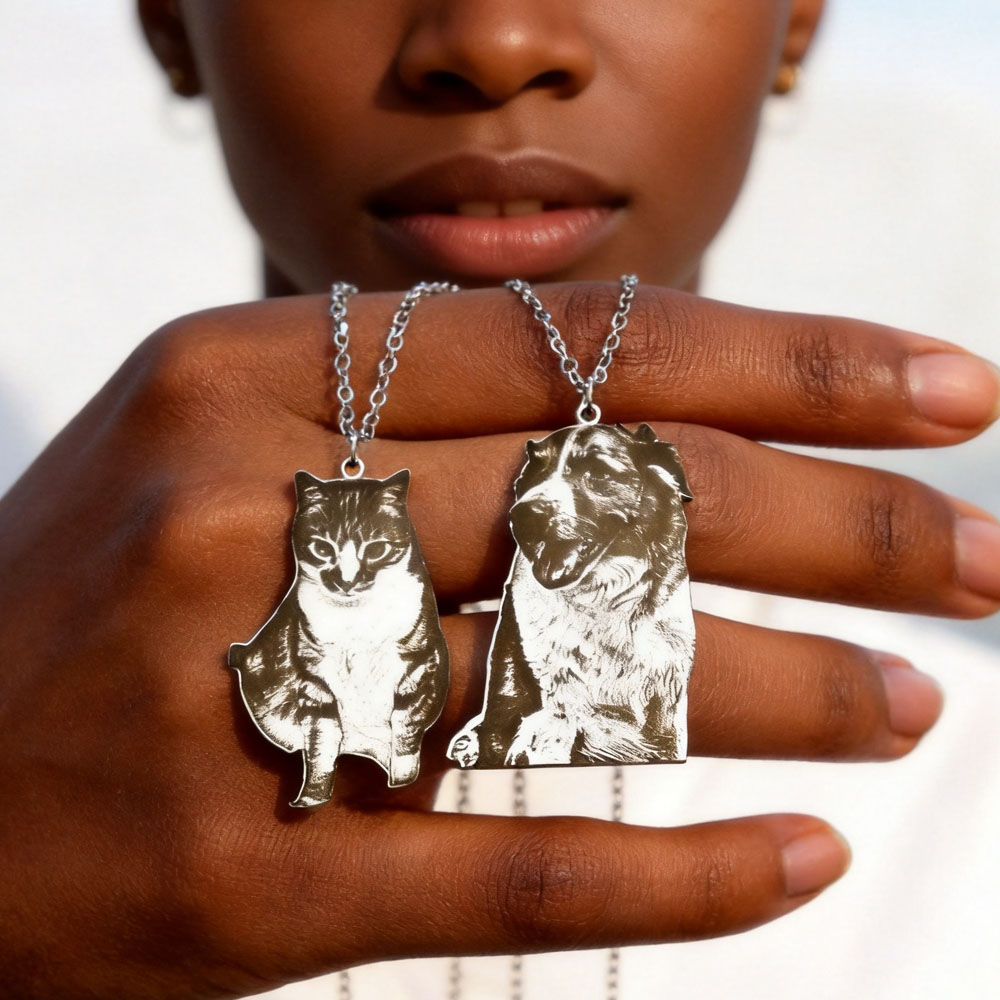 Custom Engrave Pet Photo Neckl – Pet Portrait Custom Bewertung und Preis