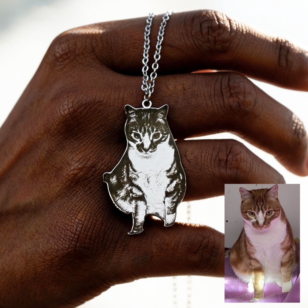 Custom Engrave Pet Photo Neckl – Pet Portrait Custom Bewertung und Preis