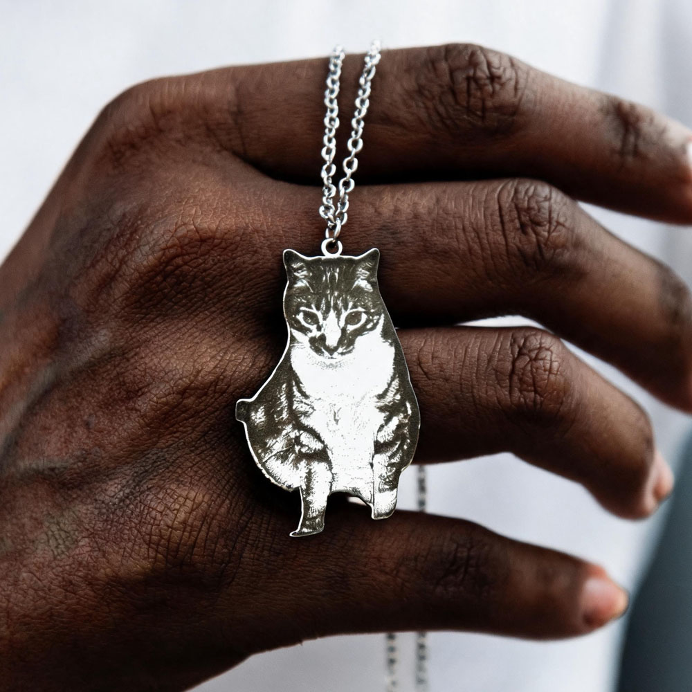 Custom Engrave Pet Photo Neckl – Pet Portrait Custom Bewertung und Preis