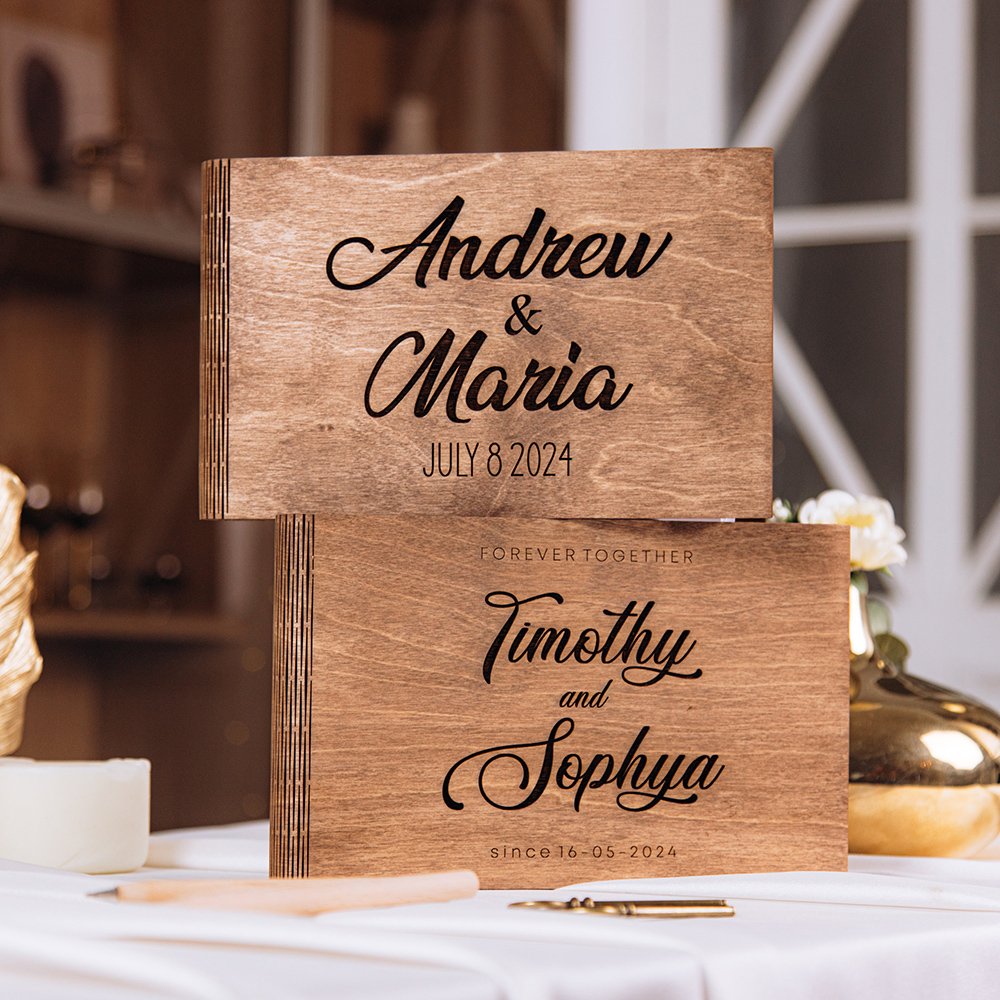 Personalized Wooden GuestBook  – Custom Photo Book Bewertung und Preis