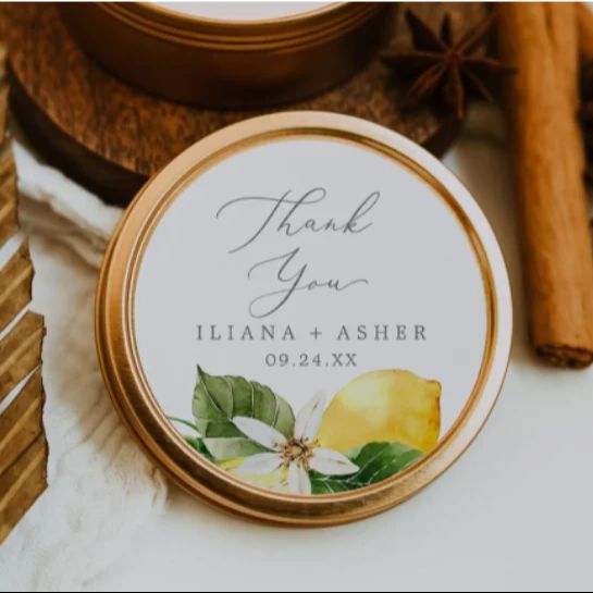 Custom Lemon Wedding Thank You – Personalised Candle Label Bewertung und Preis