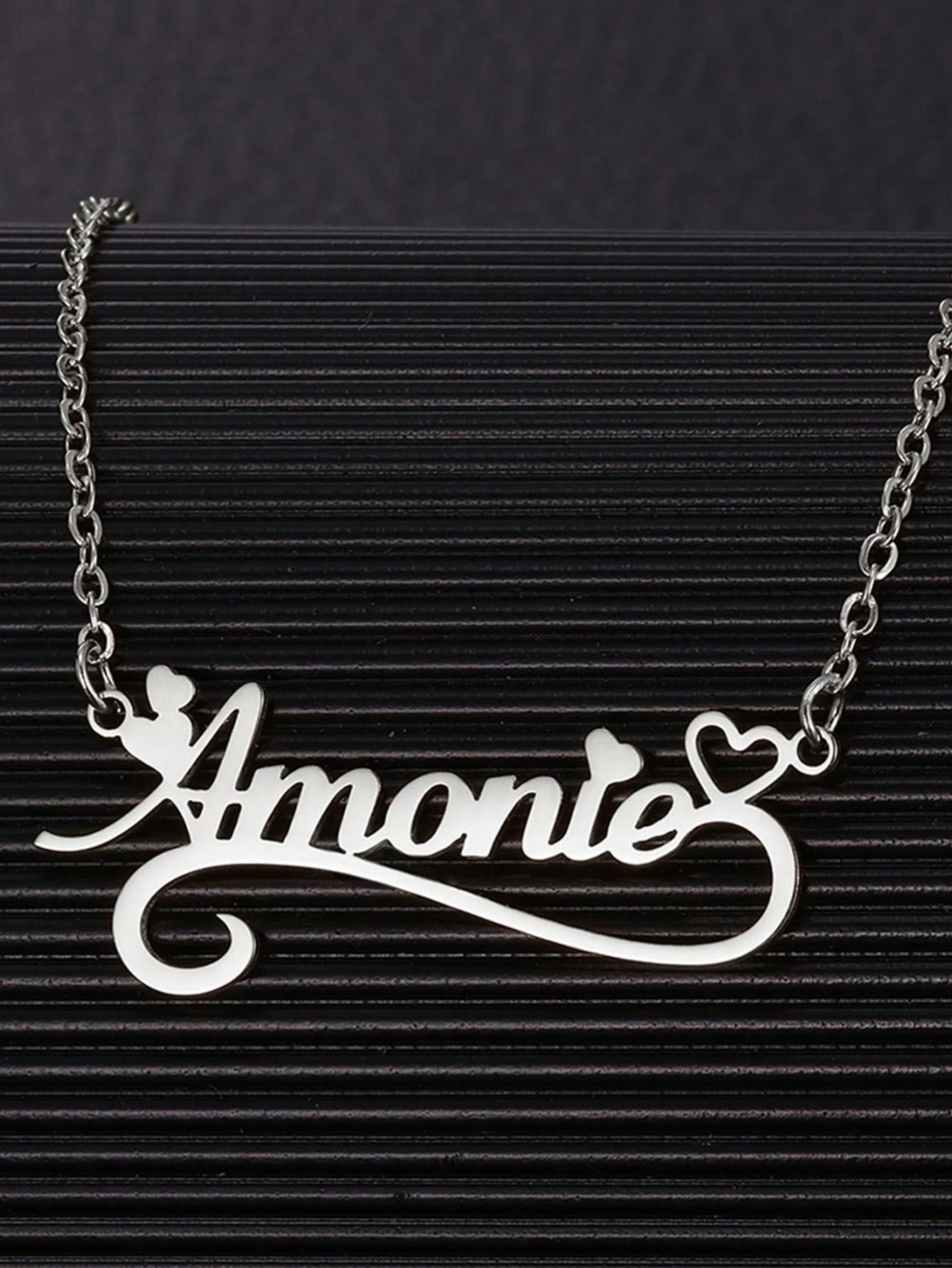 Custom Name Hollow Heart Neckl – Name Necklace Custom Bewertung und Preis