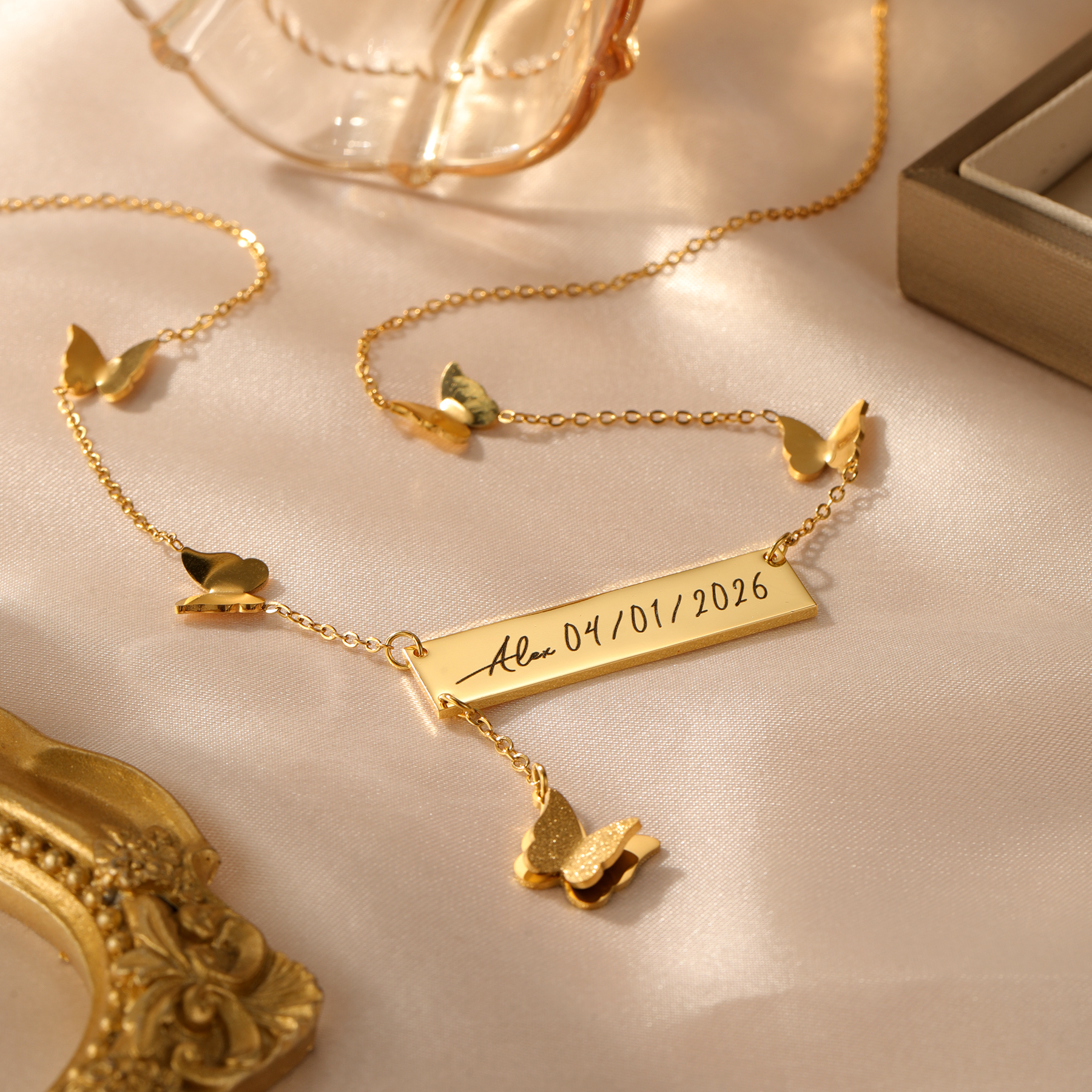 Personalized Butterfly Bar Nam – Handwriting Necklace Bar Bewertung und Preis