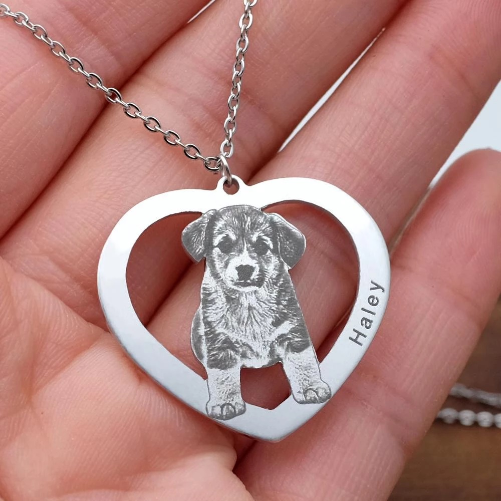 Personalized Pet Picture Neckl – Pet Portrait Custom Bewertung und Preis