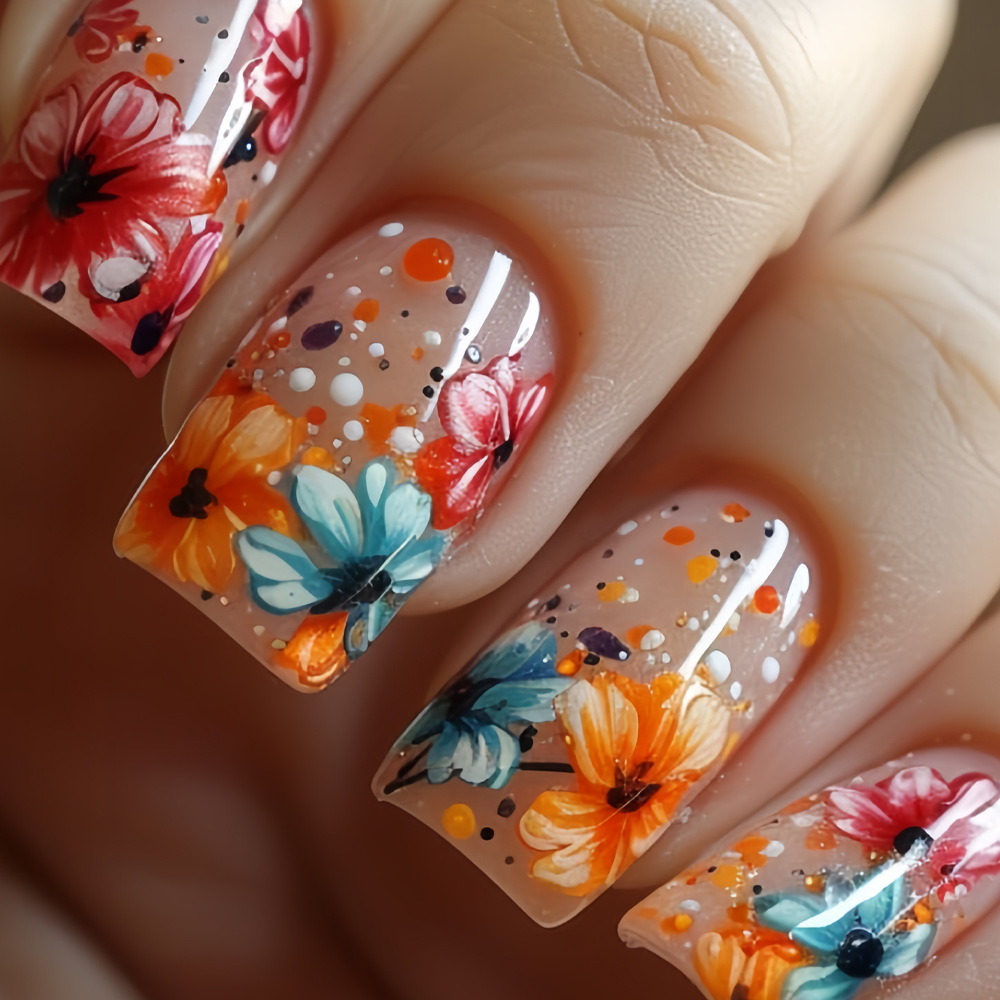 24pcs/set Medium long fake nai – Pressed Flower Art Bewertung und Preis
