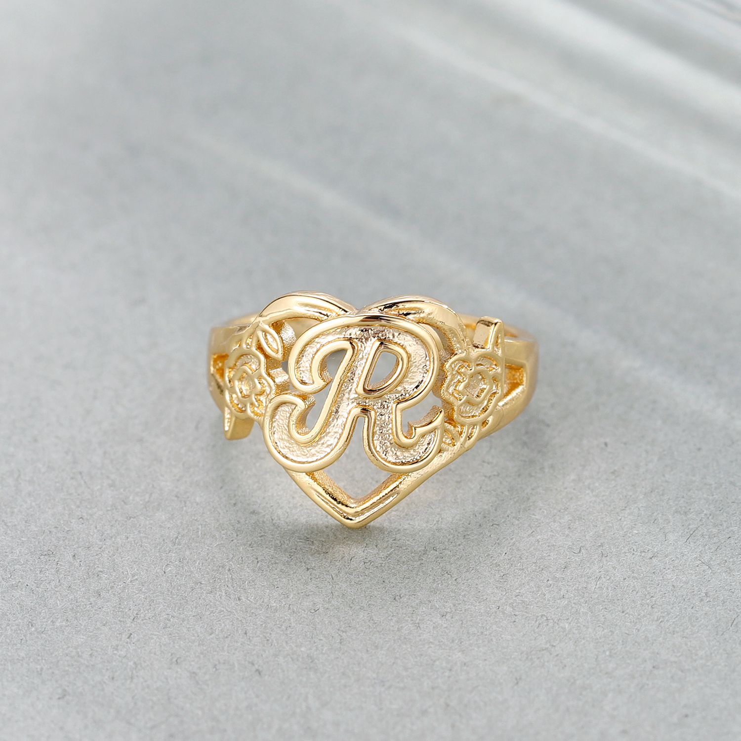 Custom Initials Heart Adjustab – Initial Ring Custom Bewertung und Preis