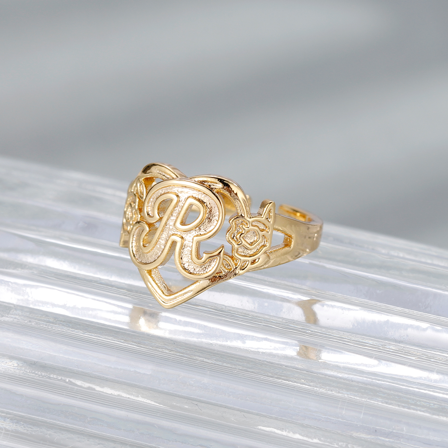 Custom Initials Heart Adjustab – Initial Ring Custom Bewertung und Preis
