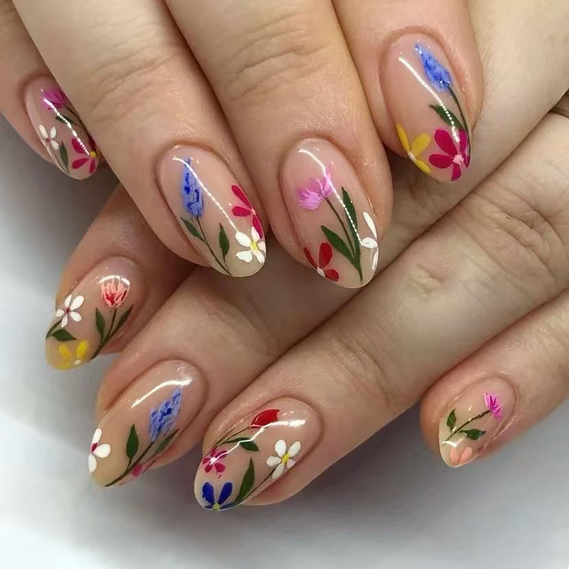 24Pcs Simple Almond Nails Tips – Pressed Flower Art Bewertung und Preis