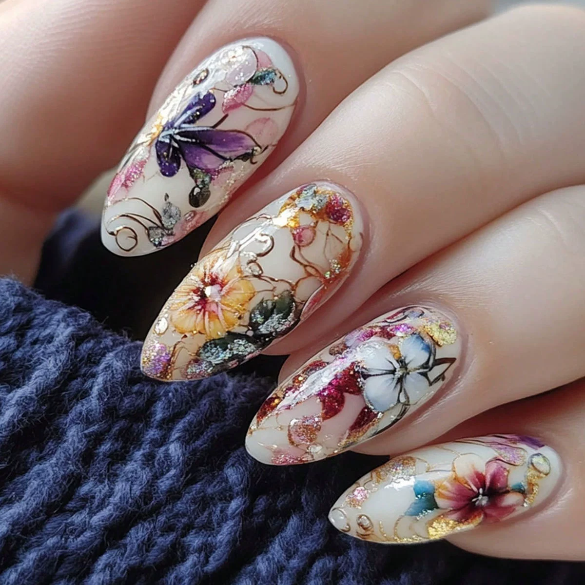 24Pcs Simple Almond Nails Tips – Pressed Flower Art Bewertung und Preis