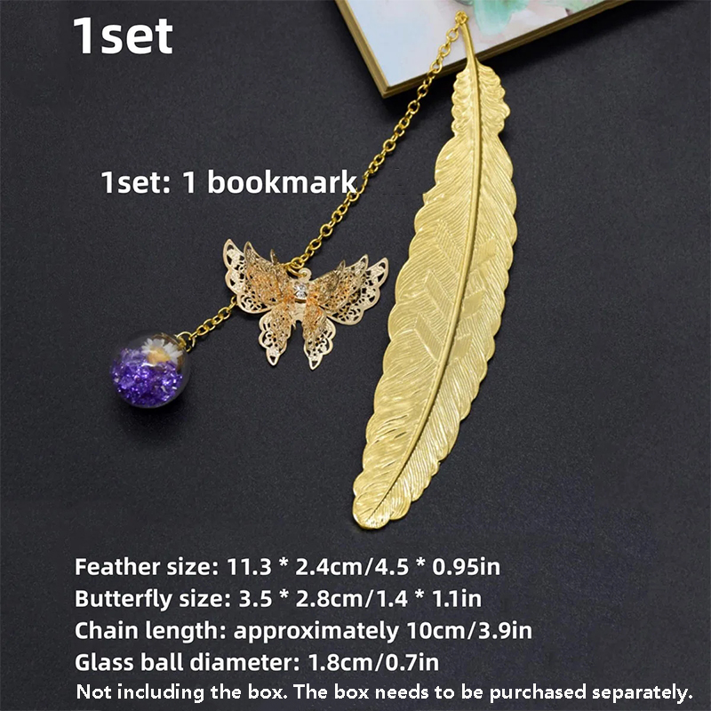 1pc Chinese Style Metal Feathe – Dried Flower Bookmark Bewertung und Preis