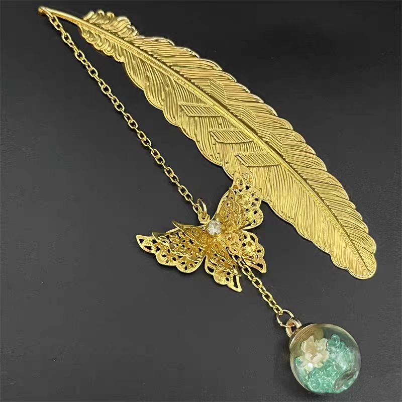 1pc Chinese Style Metal Feathe – Dried Flower Bookmark Bewertung und Preis