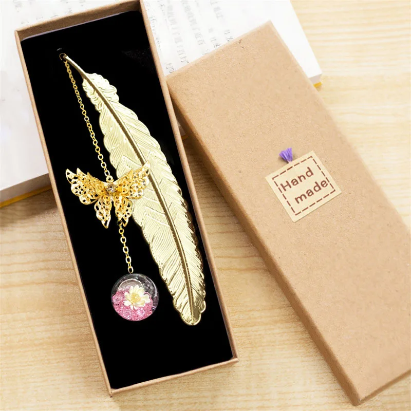 1pc Chinese Style Metal Feathe – Dried Flower Bookmark Bewertung und Preis