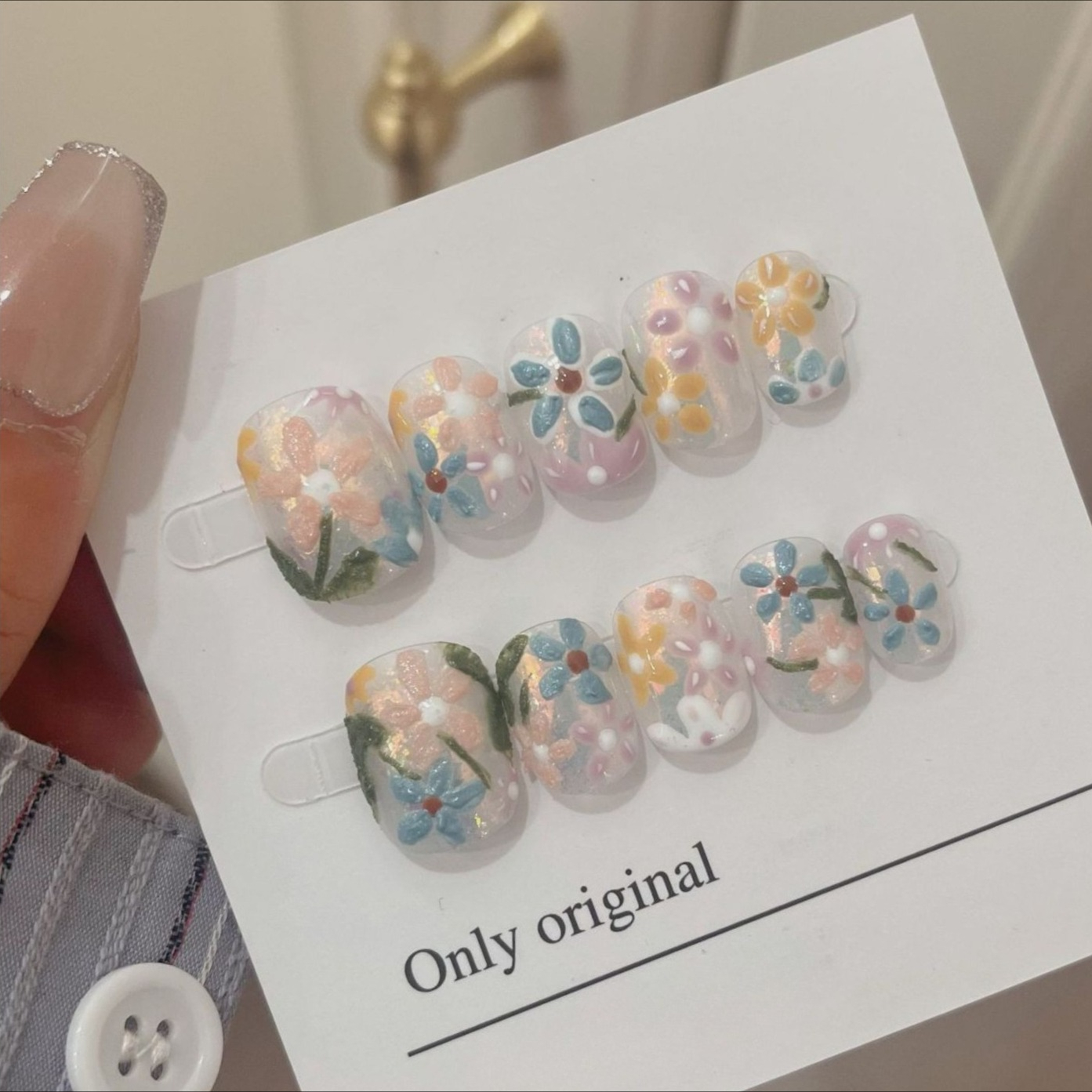 10Pcs Short Handmade Press On  – Pressed Flower Art Bewertung und Preis