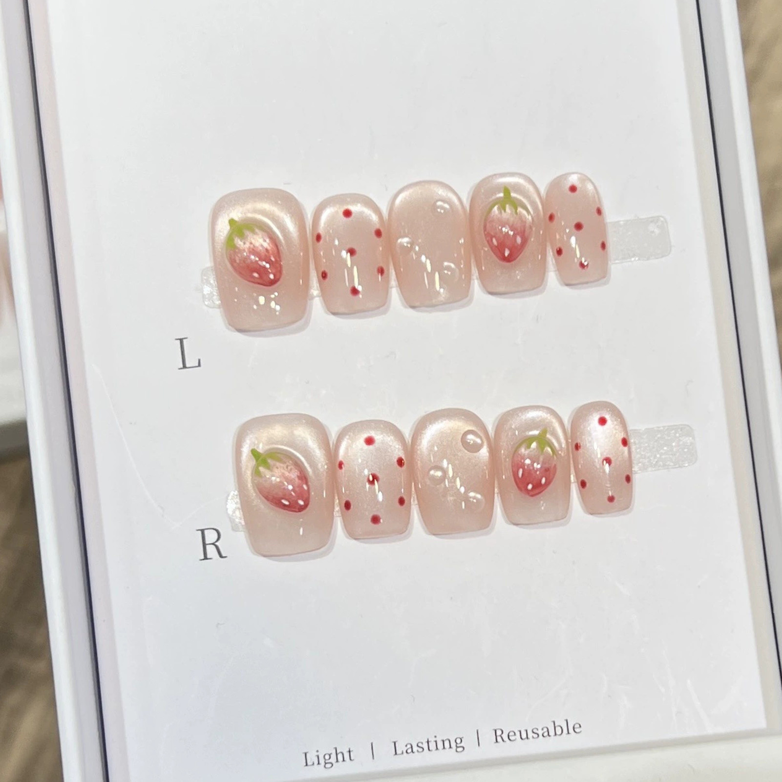 10PCS Short Square Fake Nails  – Pressed Flower Art Bewertung und Preis