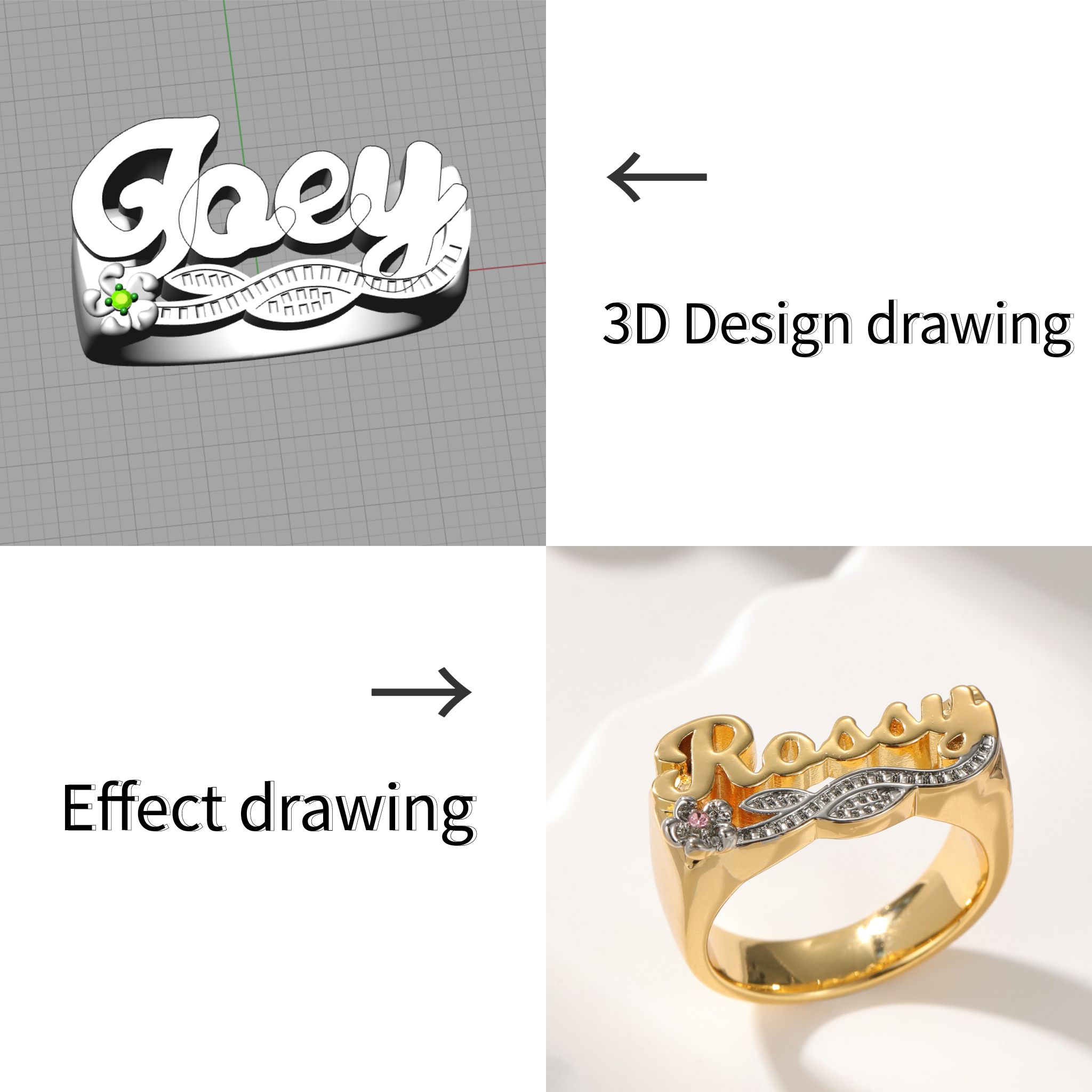 3D Name Ring Custom Diamond Na – Initial Ring Custom Bewertung und Preis