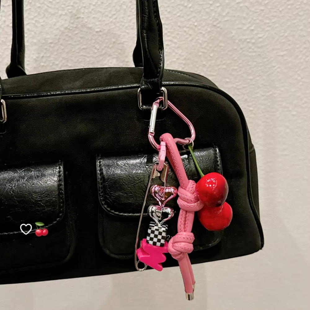 Y2k Cute Cherry Alphabet PU Le – Monogram Keychain Leather Bewertung und Preis
