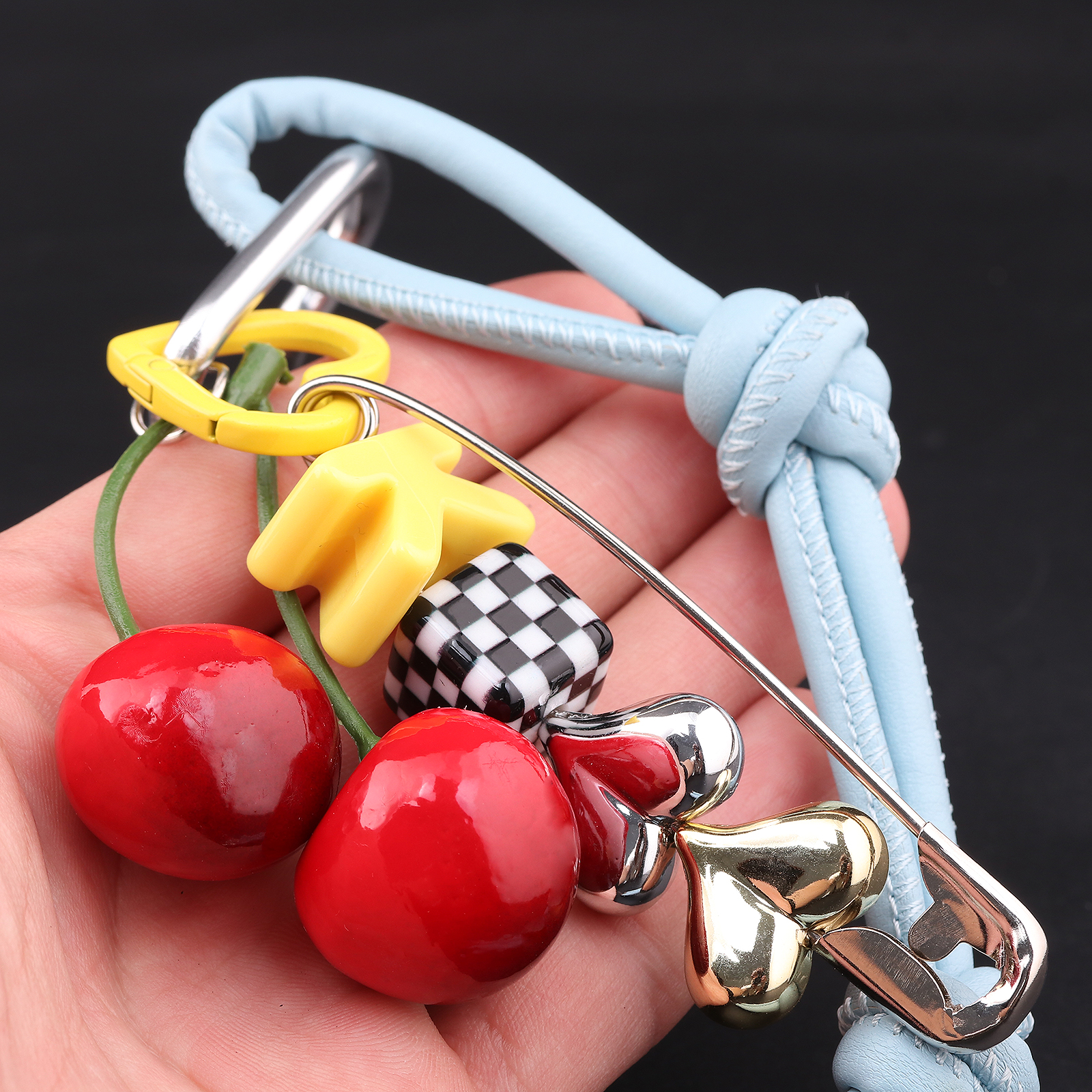 Y2k Cute Cherry Alphabet PU Le – Monogram Keychain Leather Bewertung und Preis