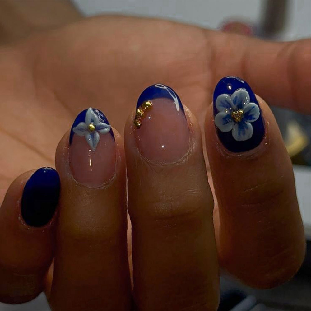 24pcs Short Oval 3D Gel Nail S – Pressed Flower Art Bewertung und Preis
