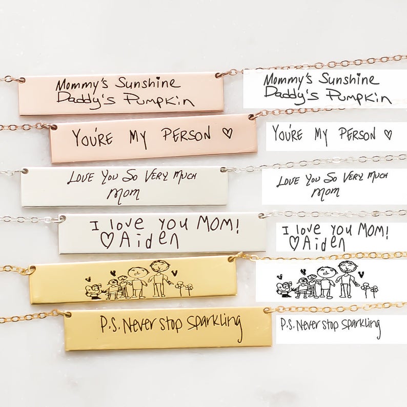 Personalized Custom Actual Han – Handwriting Necklace Bar Bewertung und Preis