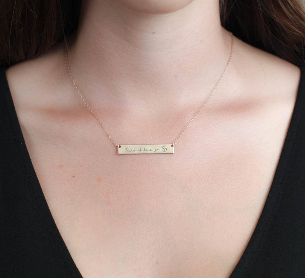 Personalized Custom Actual Han – Handwriting Necklace Bar Bewertung und Preis