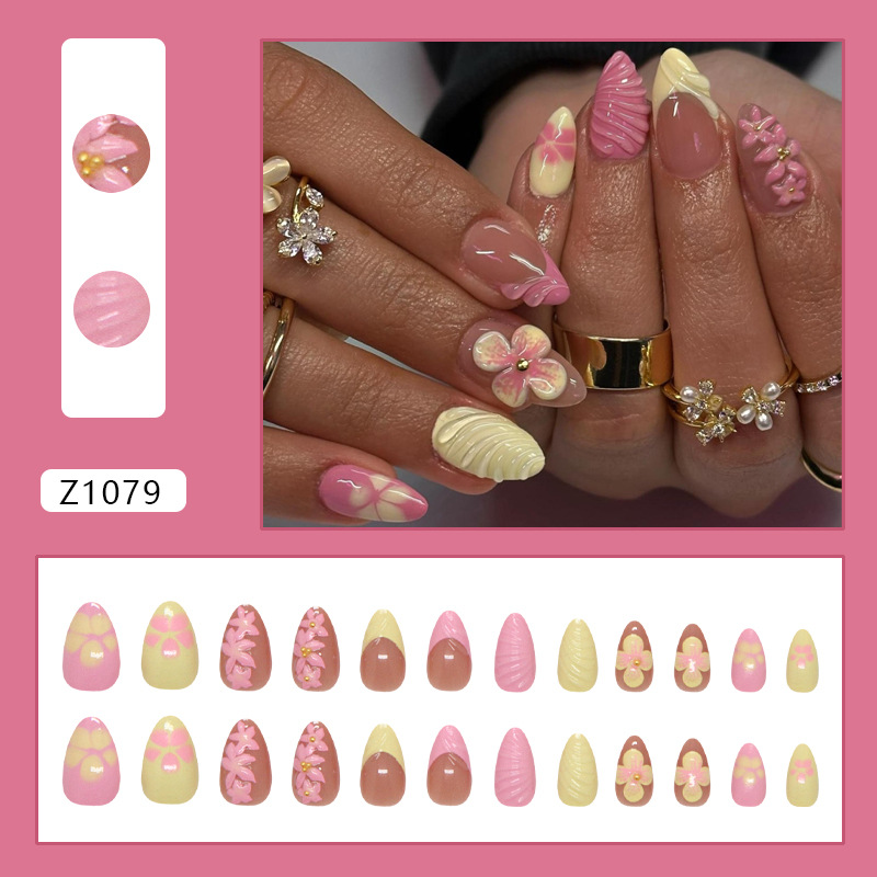 Almond Press on Nails Pink Cre – Pressed Flower Art Bewertung und Preis