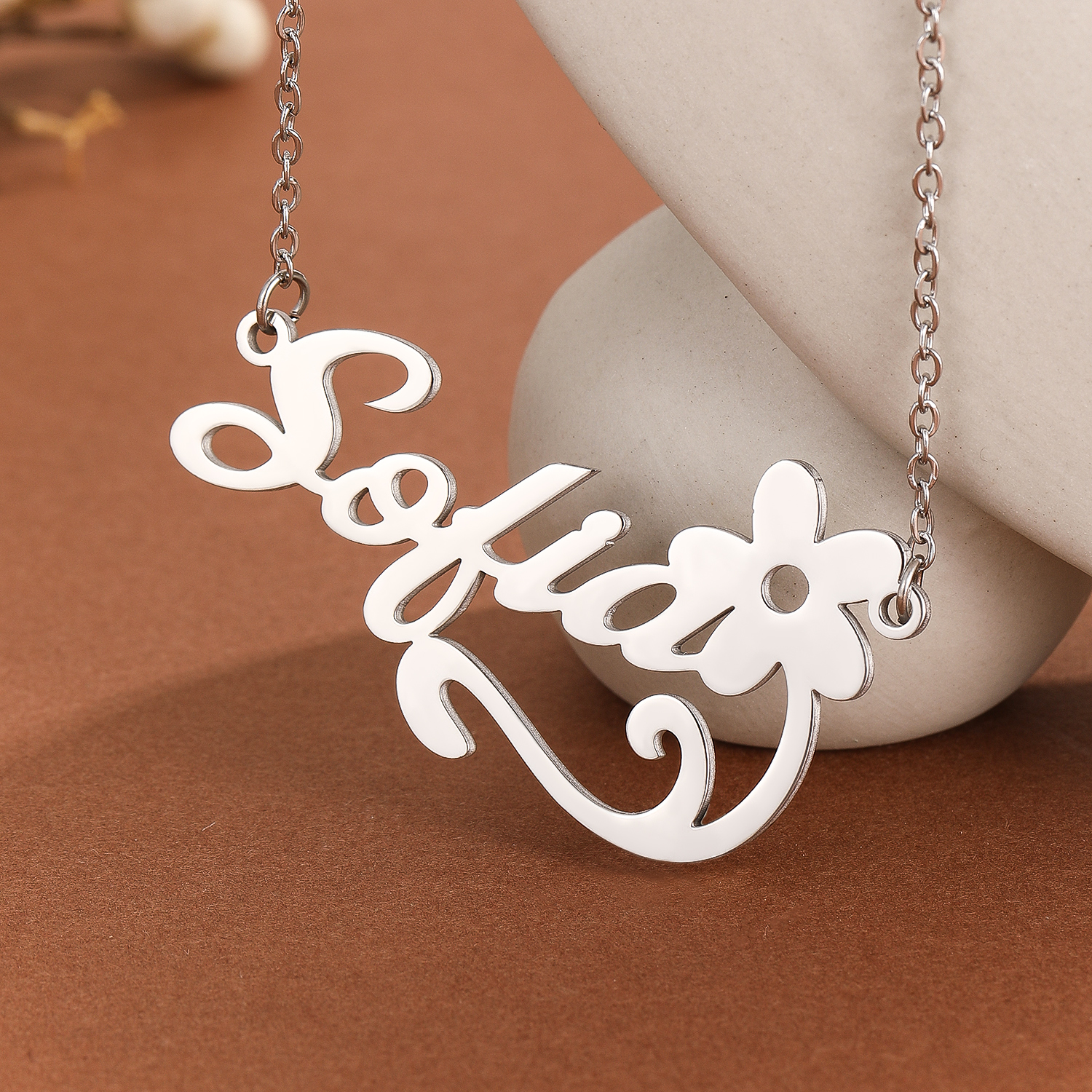 Stainless Steel Flower Letter  – Name Necklace Custom Bewertung und Preis