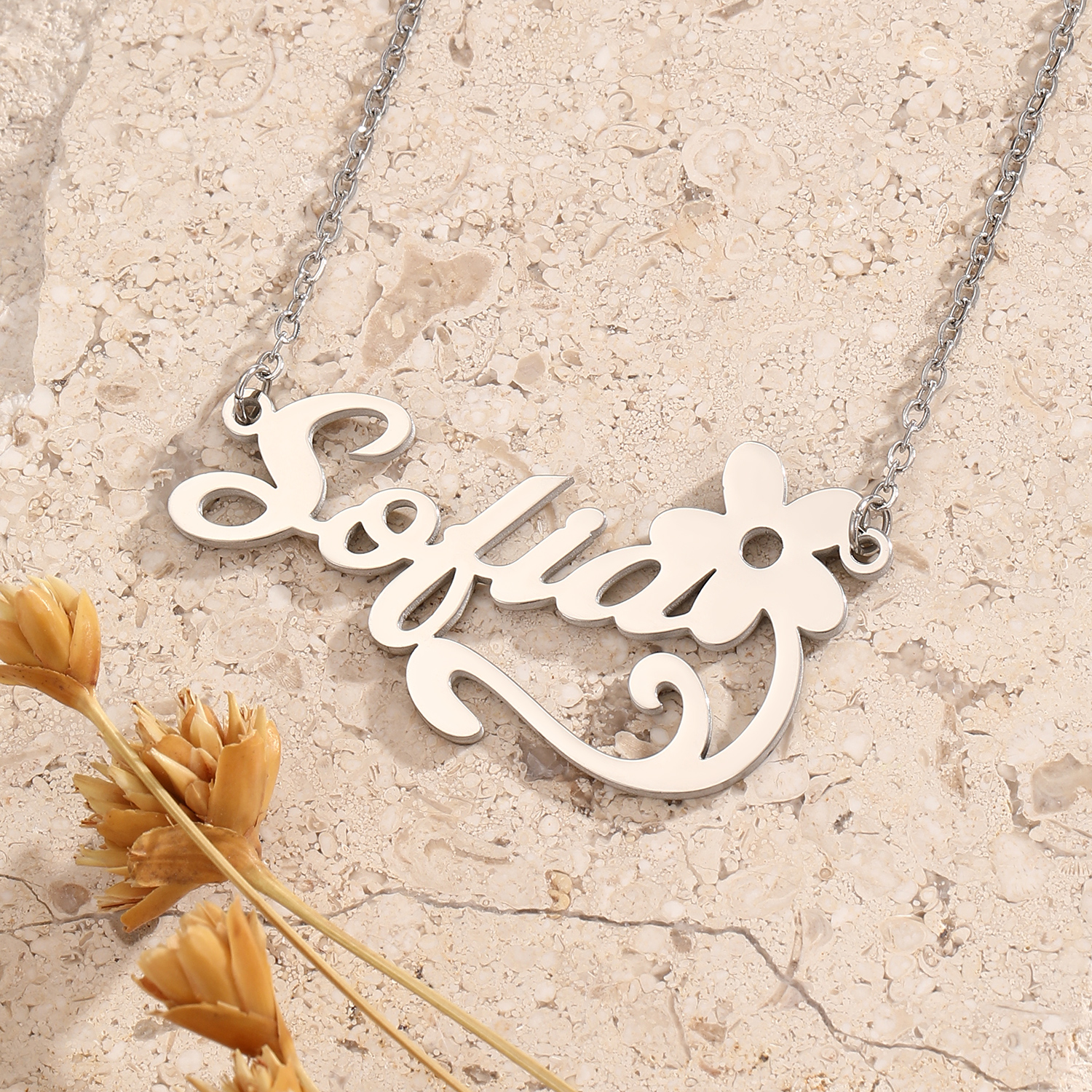 Stainless Steel Flower Letter  – Name Necklace Custom Bewertung und Preis