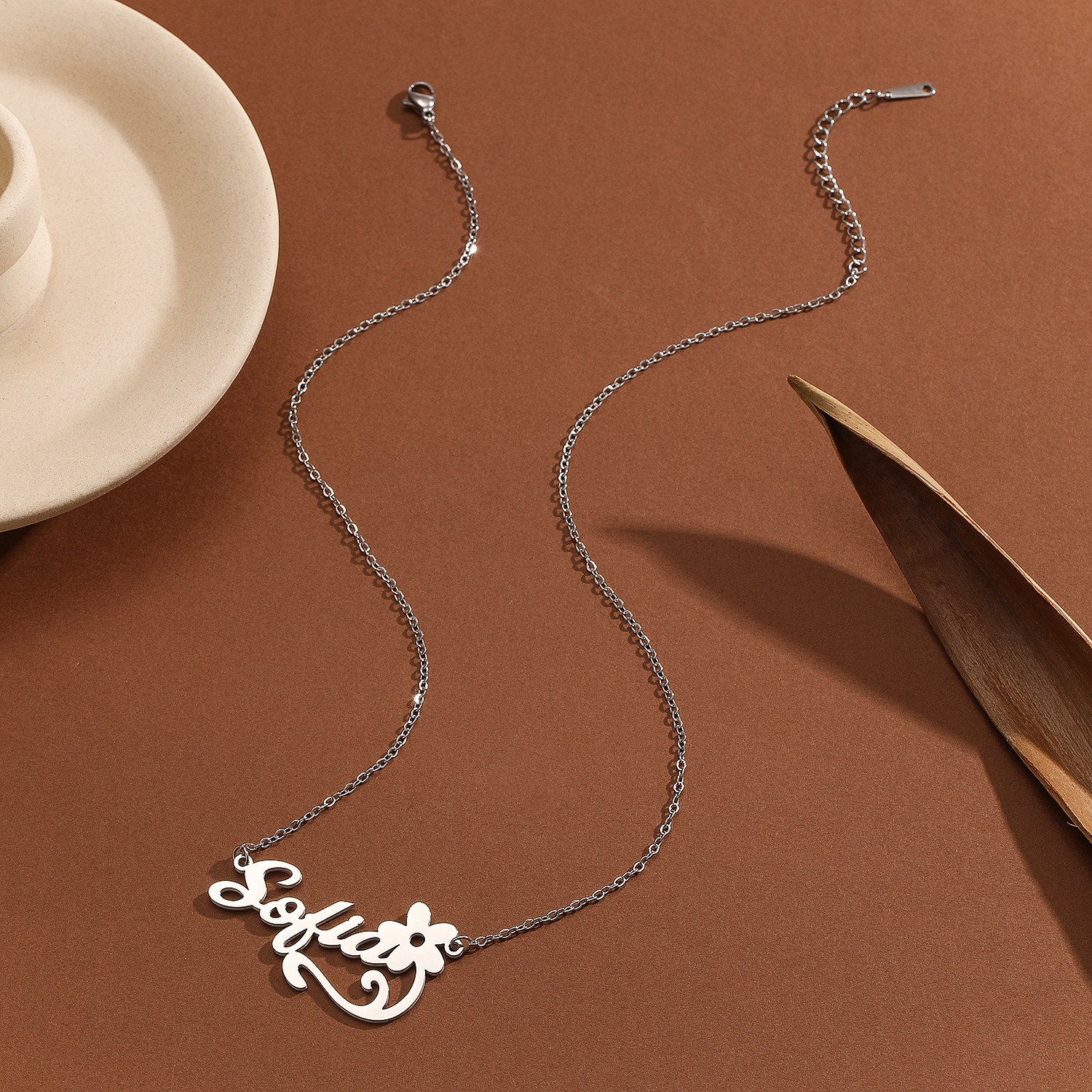 Stainless Steel Flower Letter  – Name Necklace Custom Bewertung und Preis