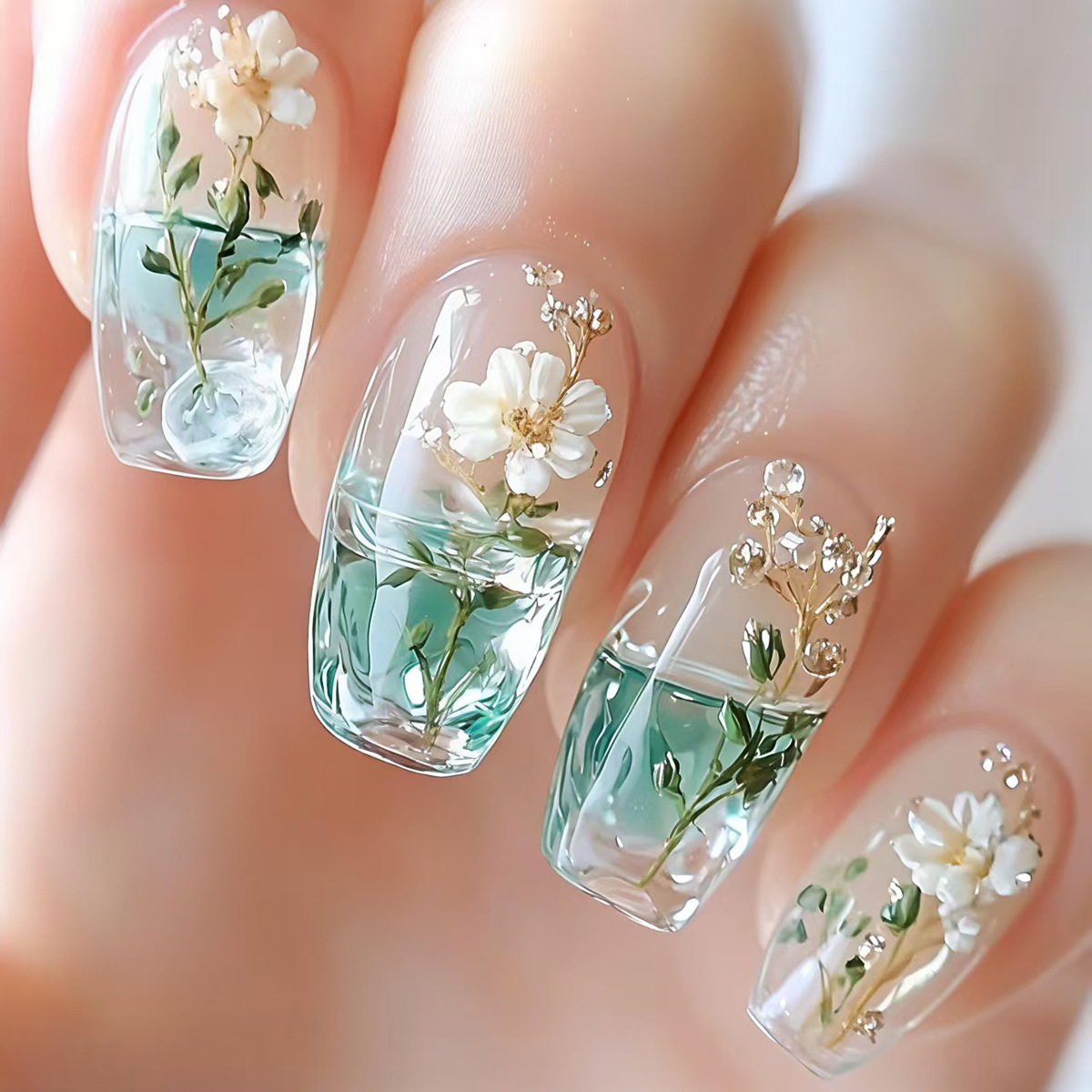 Medium fake nails for women gi – Pressed Flower Art Bewertung und Preis