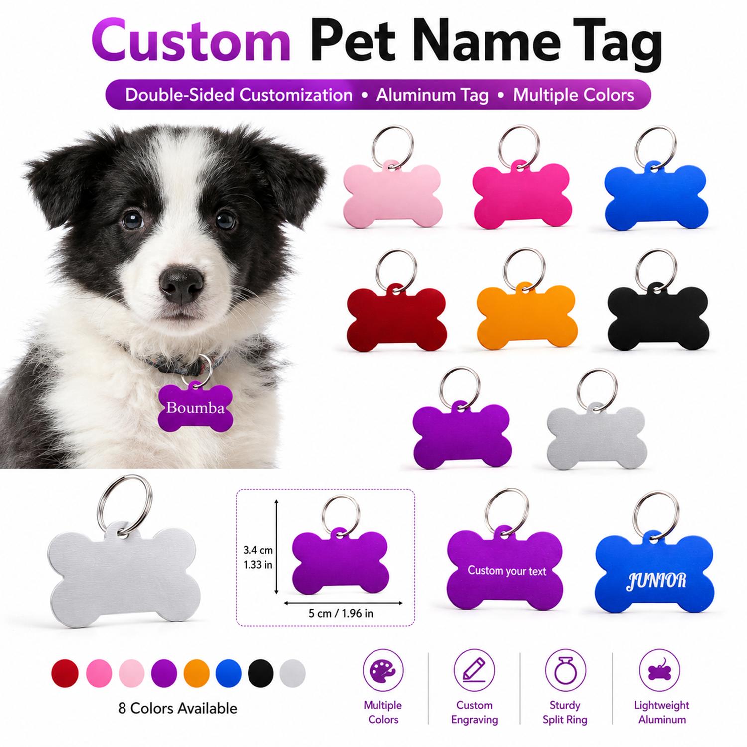 Bone Shaped Custom Name Dog Ta – Pet Portrait Custom Bewertung und Preis