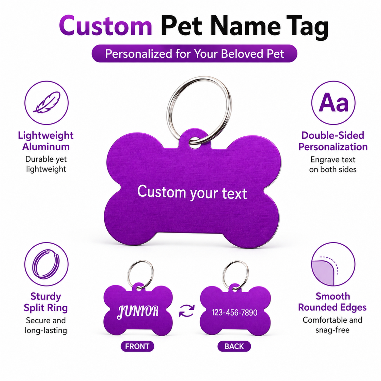 Bone Shaped Custom Name Dog Ta – Pet Portrait Custom Bewertung und Preis