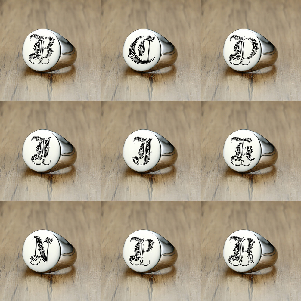 Vnox Stylish Pattern Font Init – Initial Ring Custom Bewertung und Preis